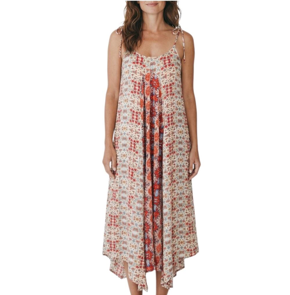 Nanette Lepore Dress Size 2 Floral Tie Shoulder Handkerchief Midi Boho Sundress